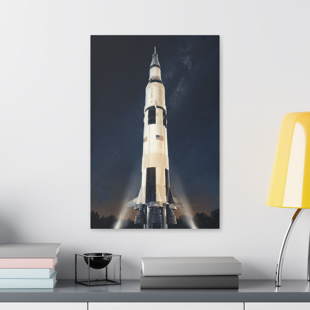 Saturn V Rocket Stretched Canvas - Vintage Space Launch Wall Art