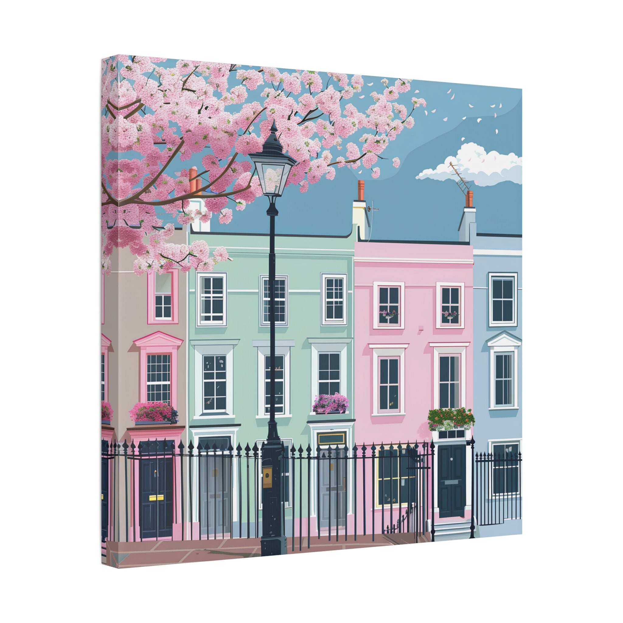 Pastel Row Houses London Canvas