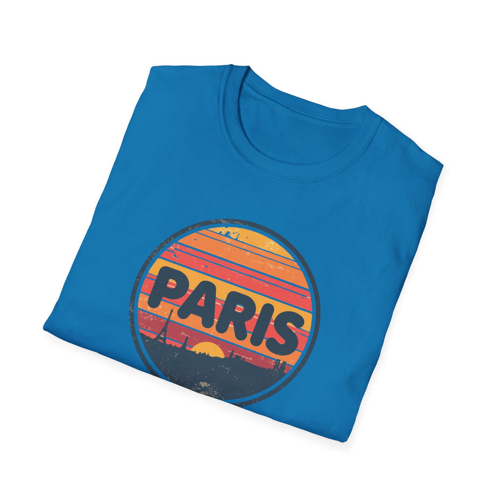 Paris Sunset T-Shirt — Retro Circular Skyline Tee