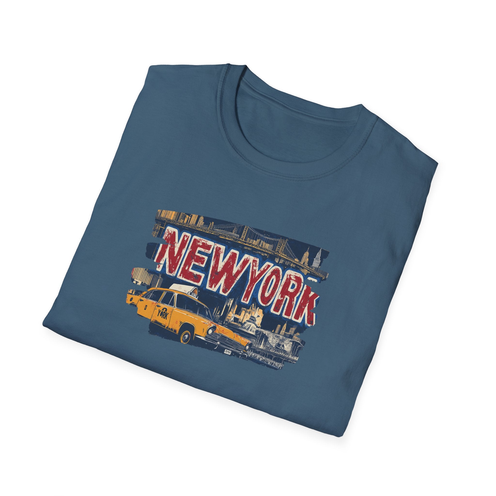 New York Taxi Skyline T-Shirt | NYC vintage cab illustration