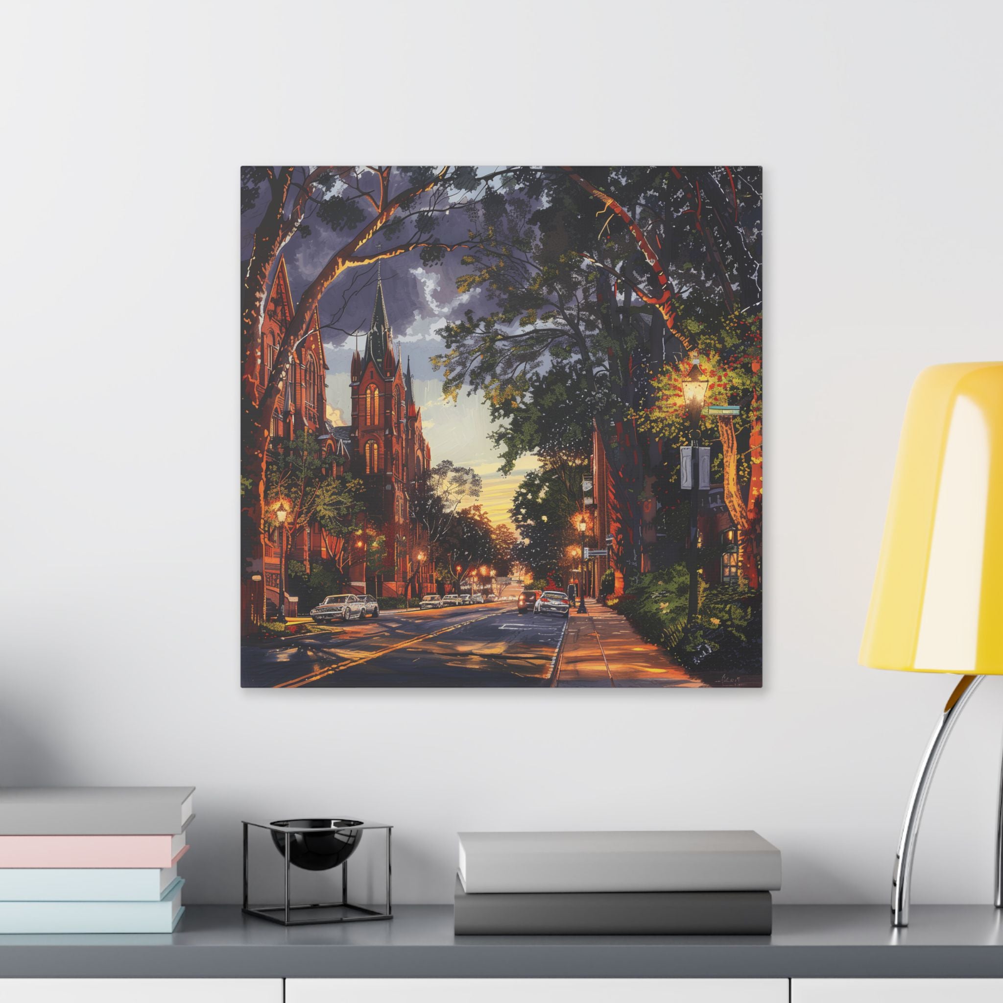 Atlanta Sweet Auburn District - Sunset Church Street Canvas Print — Urban Evening Landscape Wall Art