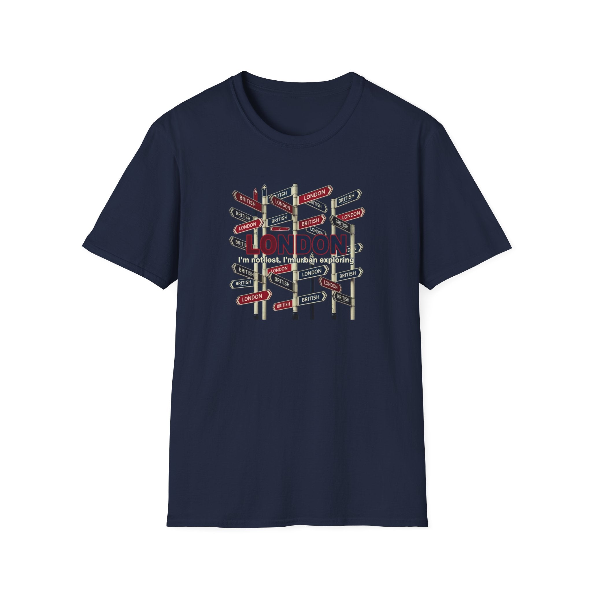 London Street Signs T-Shirt — Vintage Union Jack Directional Graphic