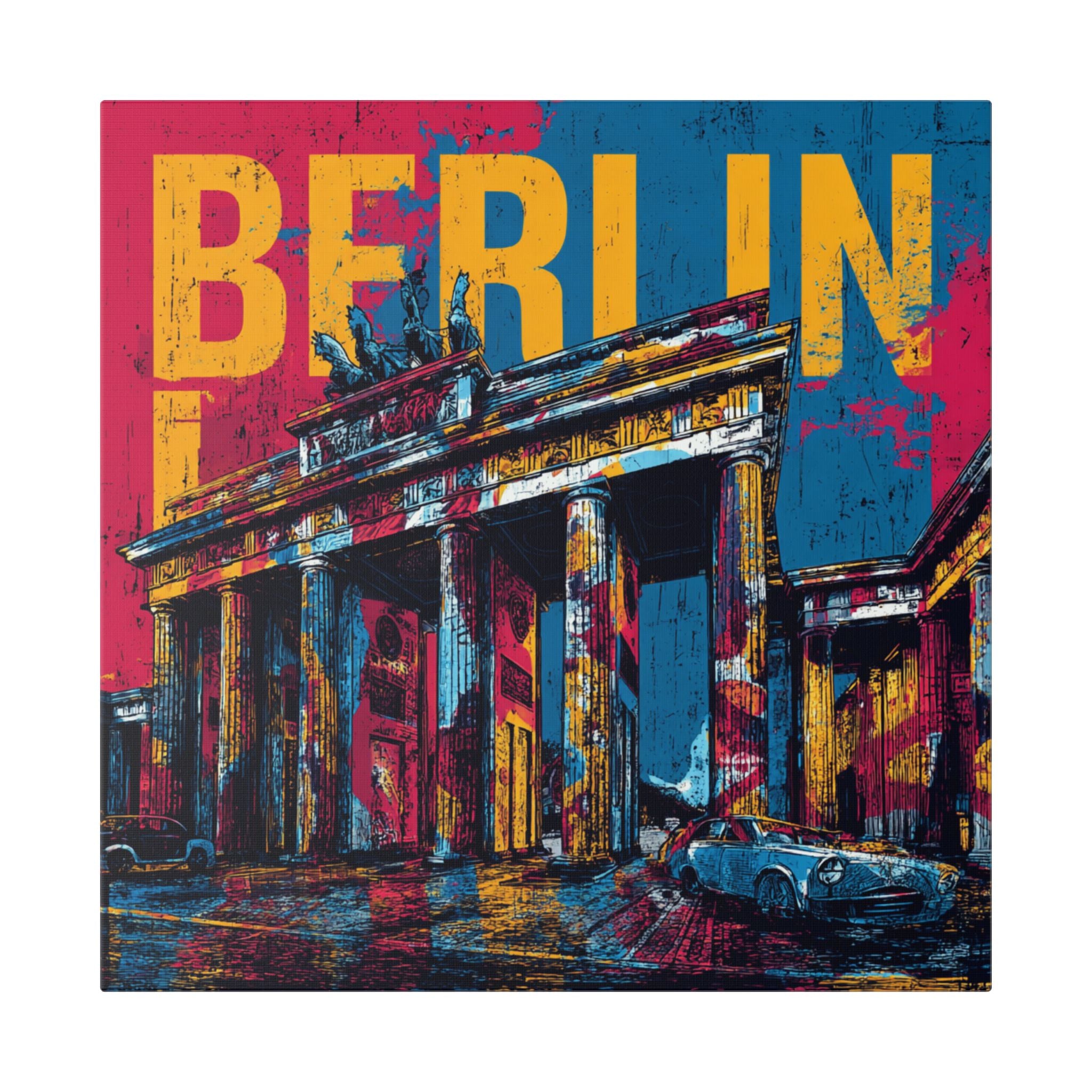 Berlin Pop Art Canvas Wall Art — Colorful Brandenburg Gate Stretched Canvas