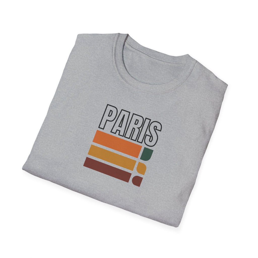 Paris Retro Stripes T-Shirt | Vintage Skyline Bars, Minimal Graphic
