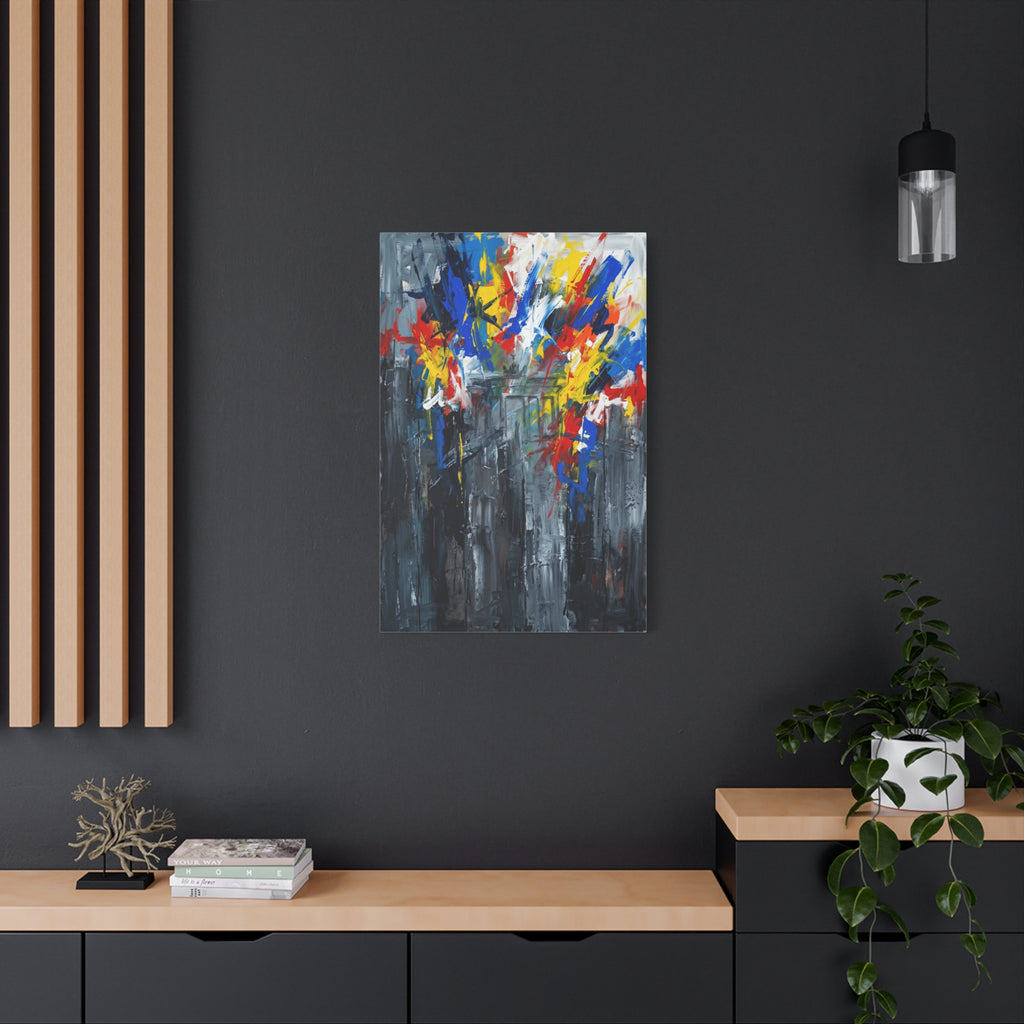Abstract Cityscape Canvas Print showing Berlin hisotry — Colorful Modern Stretched Wall Art