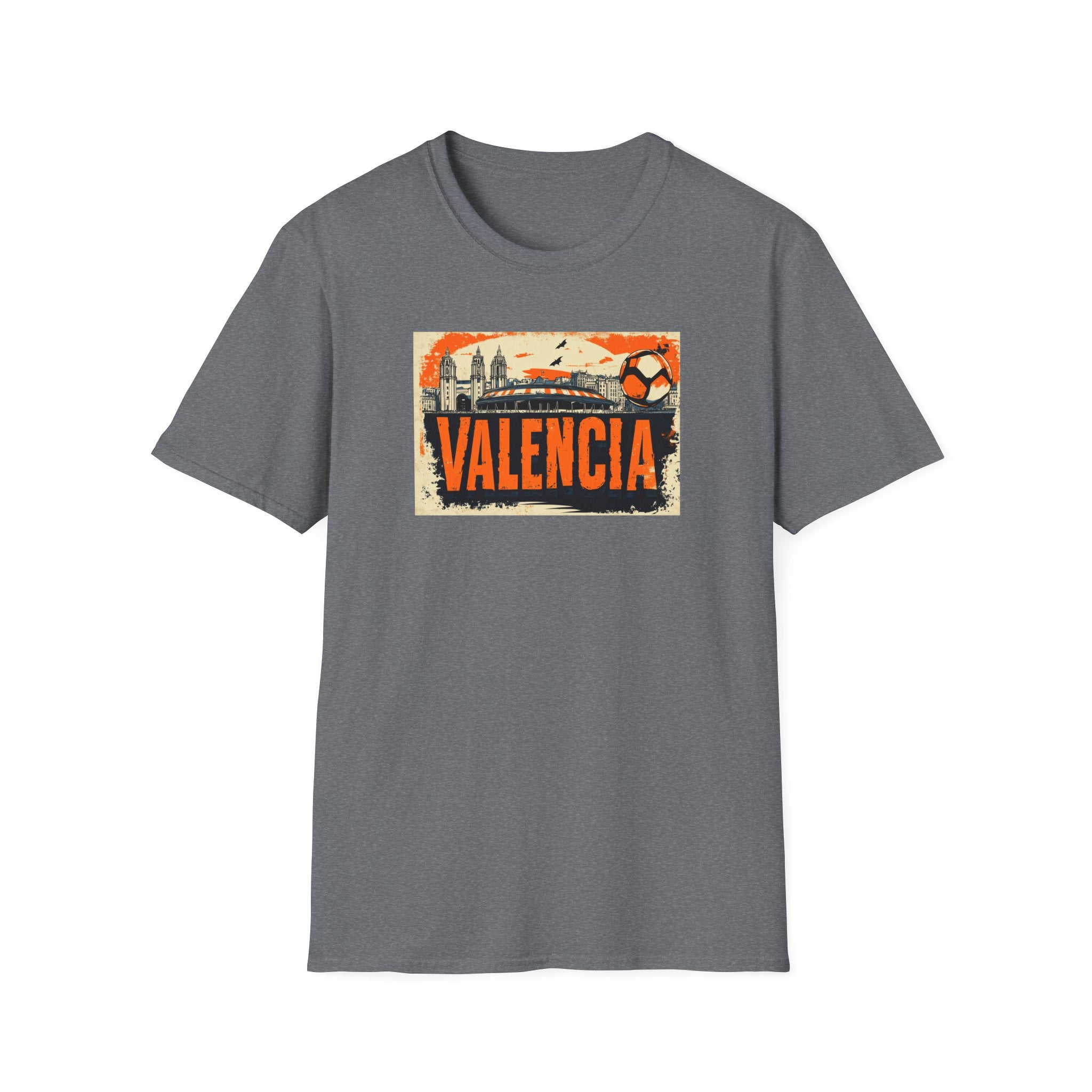 Valencia Vintage Soccer Graphic T-Shirt | City Skyline, Football Art
