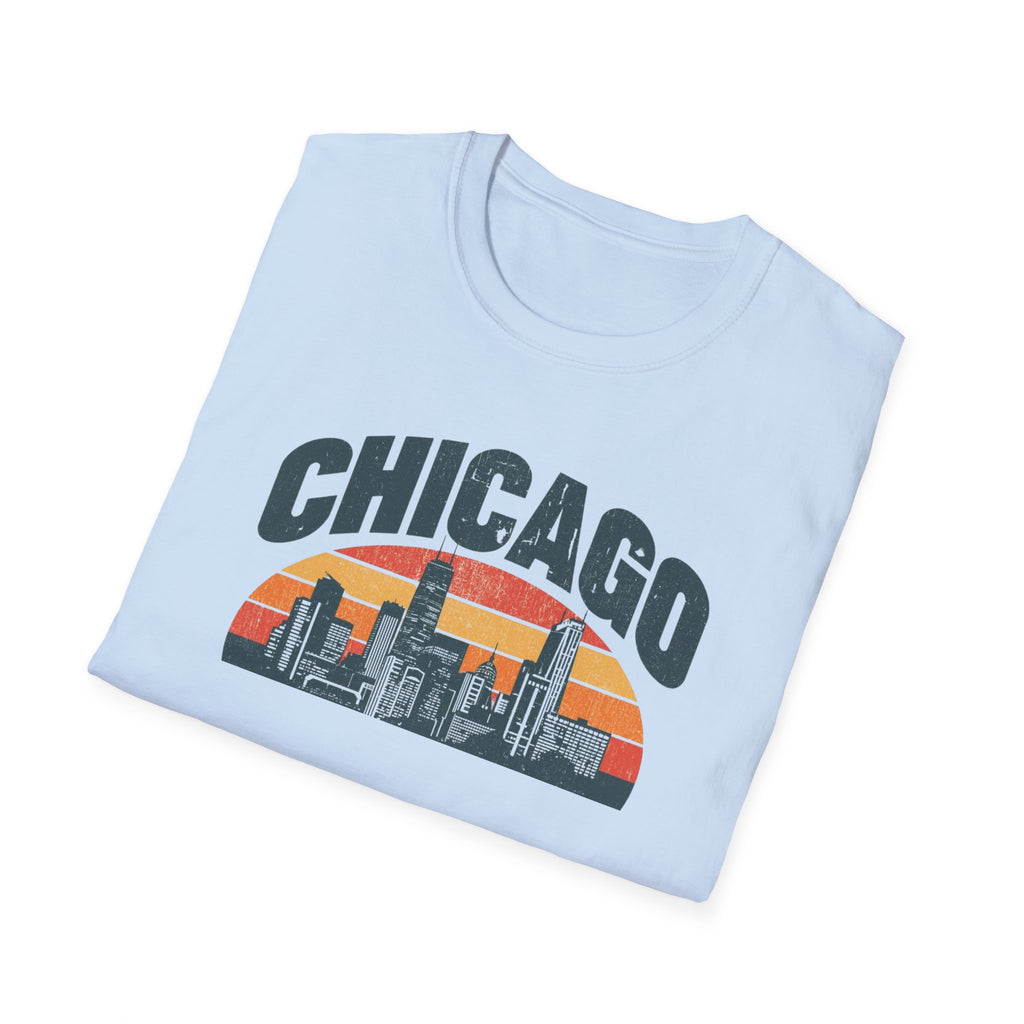 Chicago Skyline T-Shirt — Retro Sunset Cityscape Tee