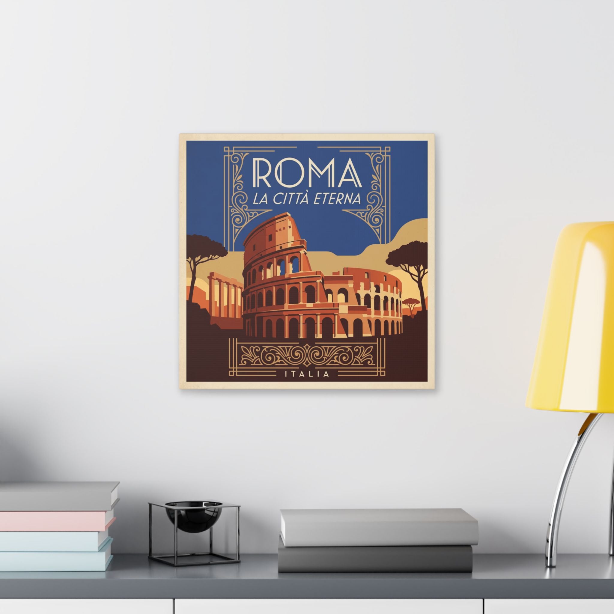 Rome Colosseum Stretched Canvas - 'ROMA La Città Eterna' Vintage Travel Art