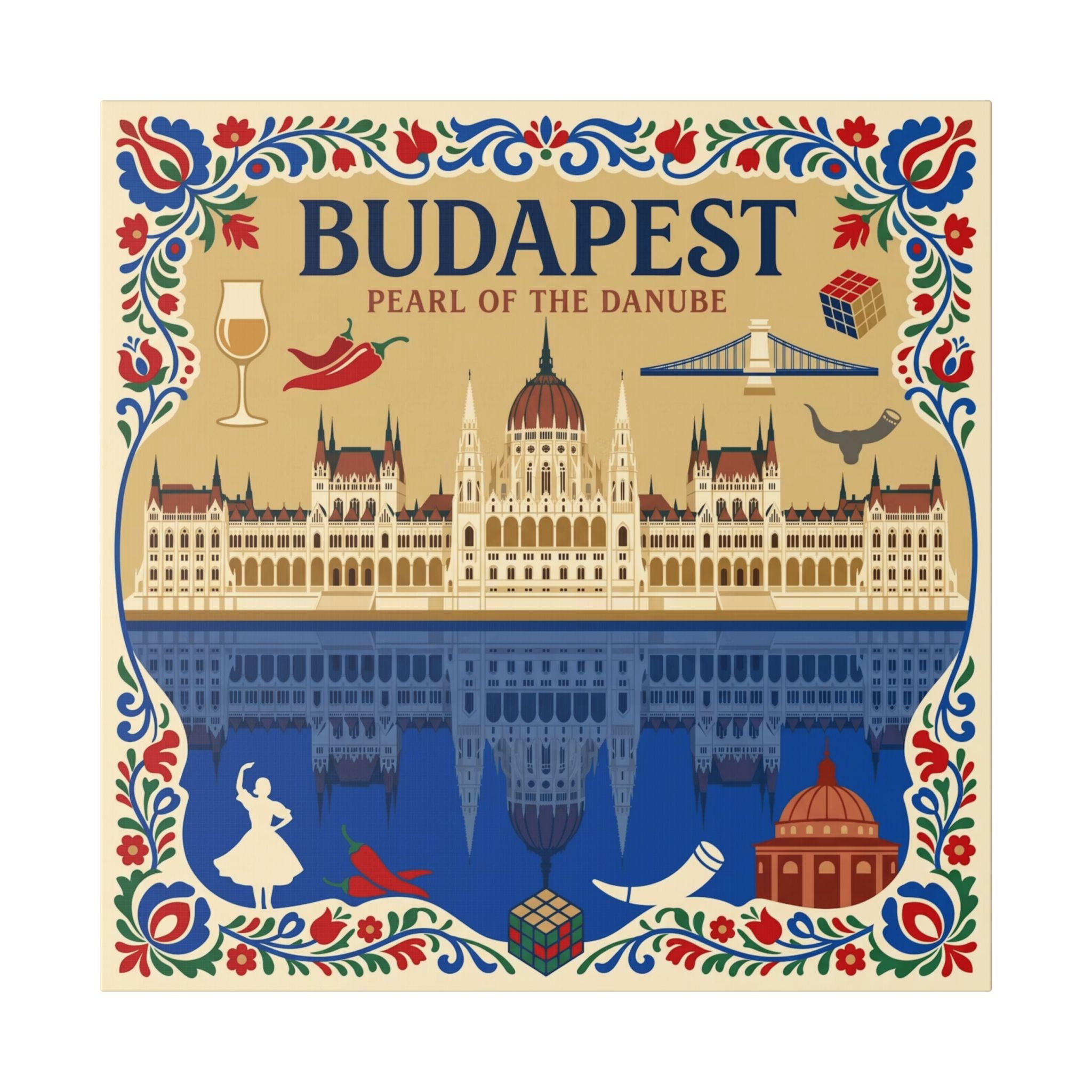 Budapest Pearl of the Danube Stretched Canvas Wall Art