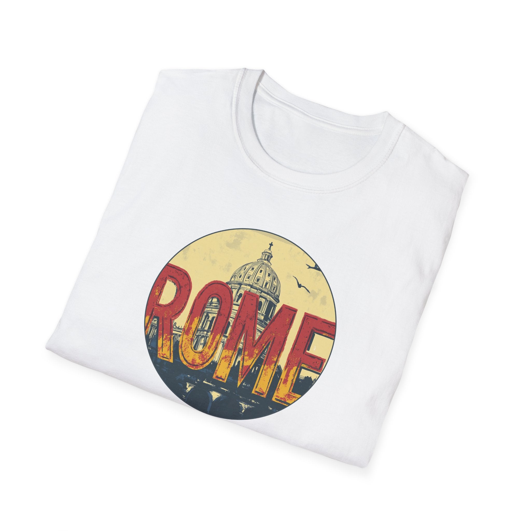Rome skyline circle graphic T-Shirt | Vatican St. Peter dome vintage travel design