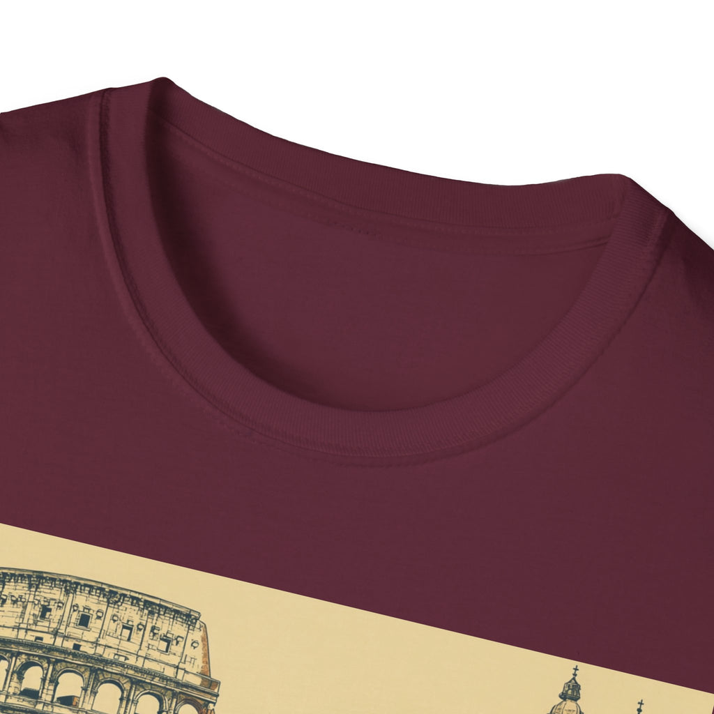Rome Vintage Scooter T-Shirt | Colosseum Travel Postcard Design