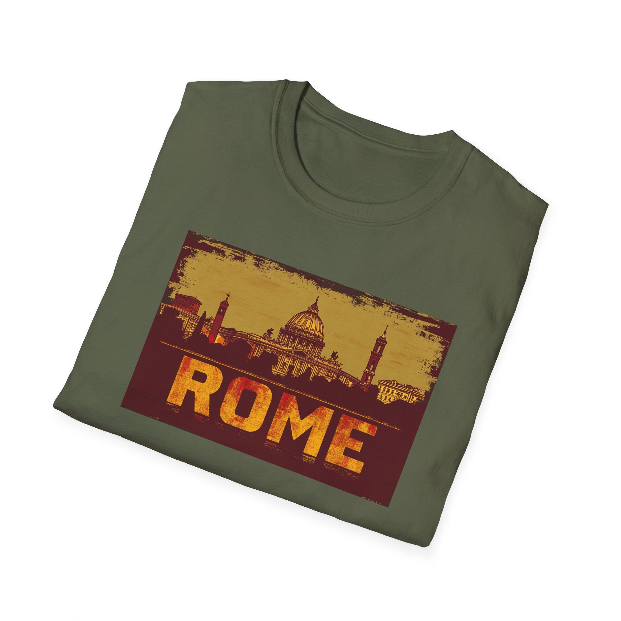 Rome skyline vintage postcard T-Shirt | Roman landmarks travel tee