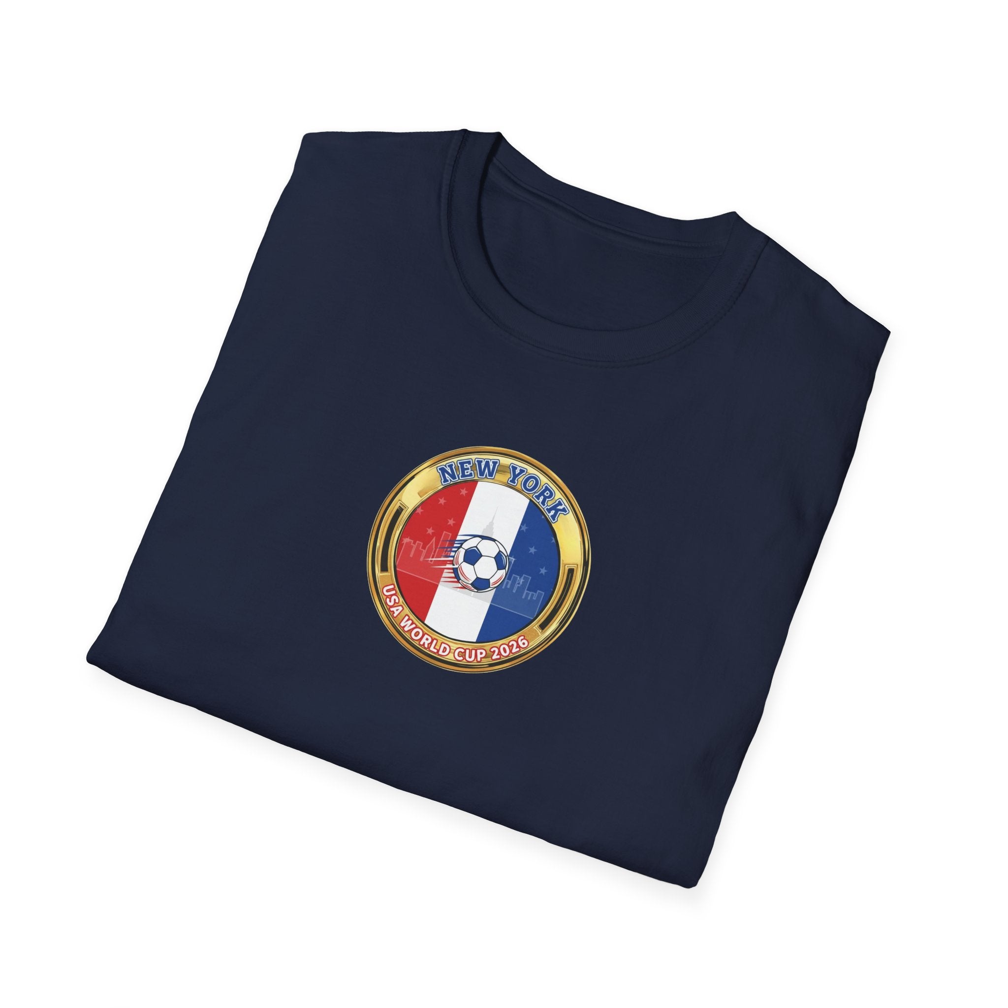New York Host City World Cup 2026 Soccer Crest T-Shirt — Flag Emblem Football Tee