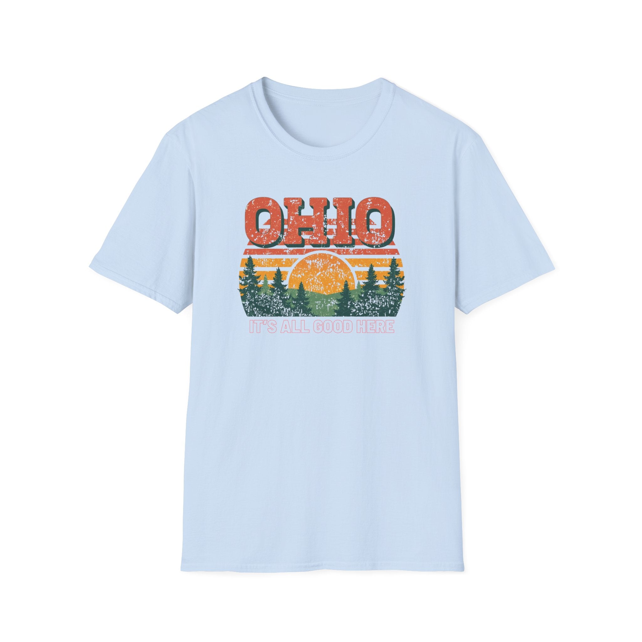 Ohio Sunset T-Shirt — 'Ohio It's All Good Here' Retro Nature Tee