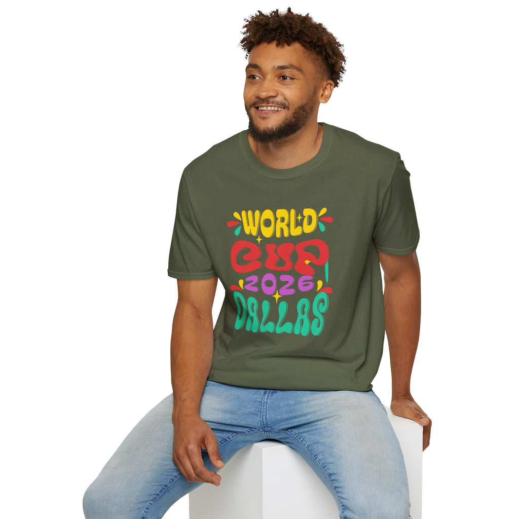 World Cup 2026 Dallas T-Shirt — Colorful Retro Soccer Fan Tee