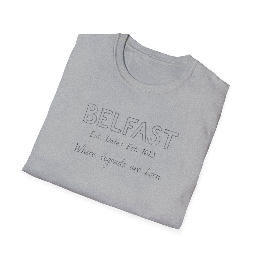 Belfast Handwritten Script T‑Shirt — 'Belfast: Let Love In' Minimal City Tee