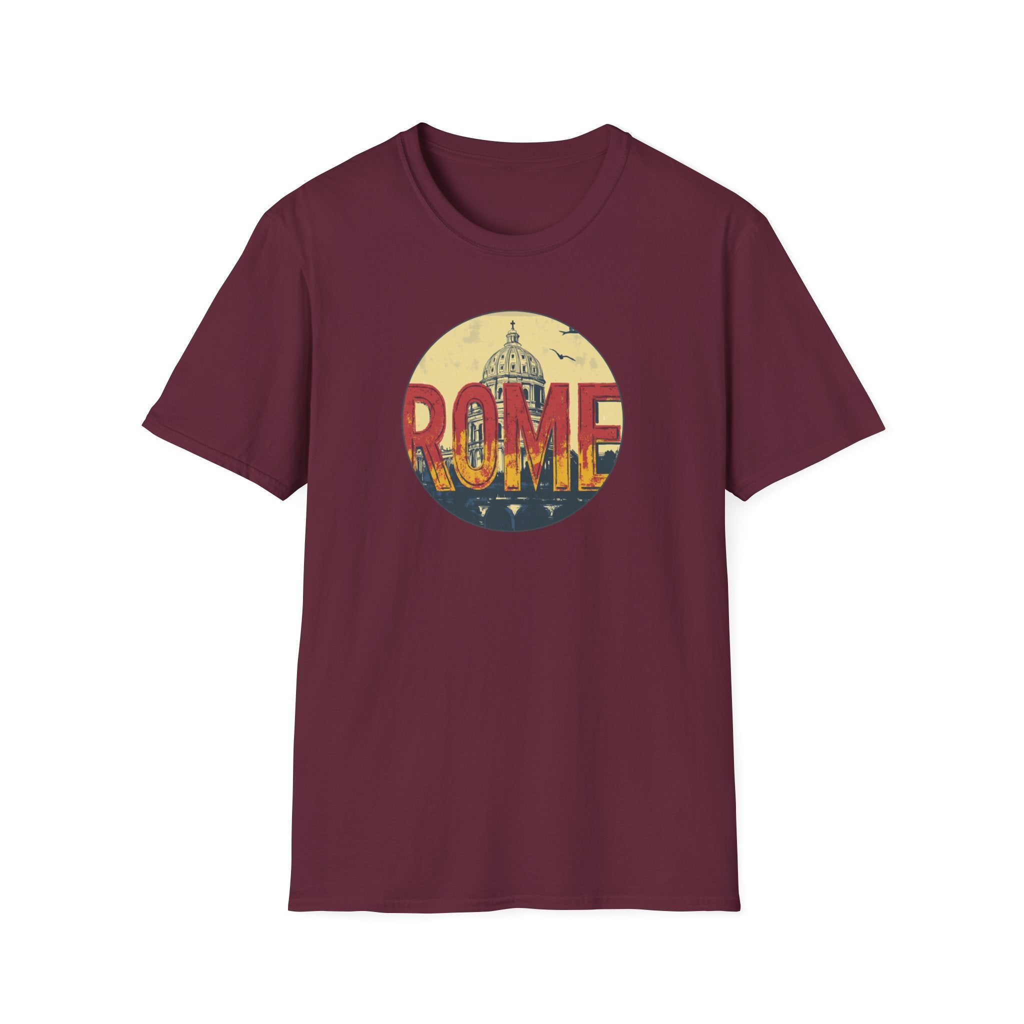 Rome skyline circle graphic T-Shirt | Vatican St. Peter dome vintage travel design
