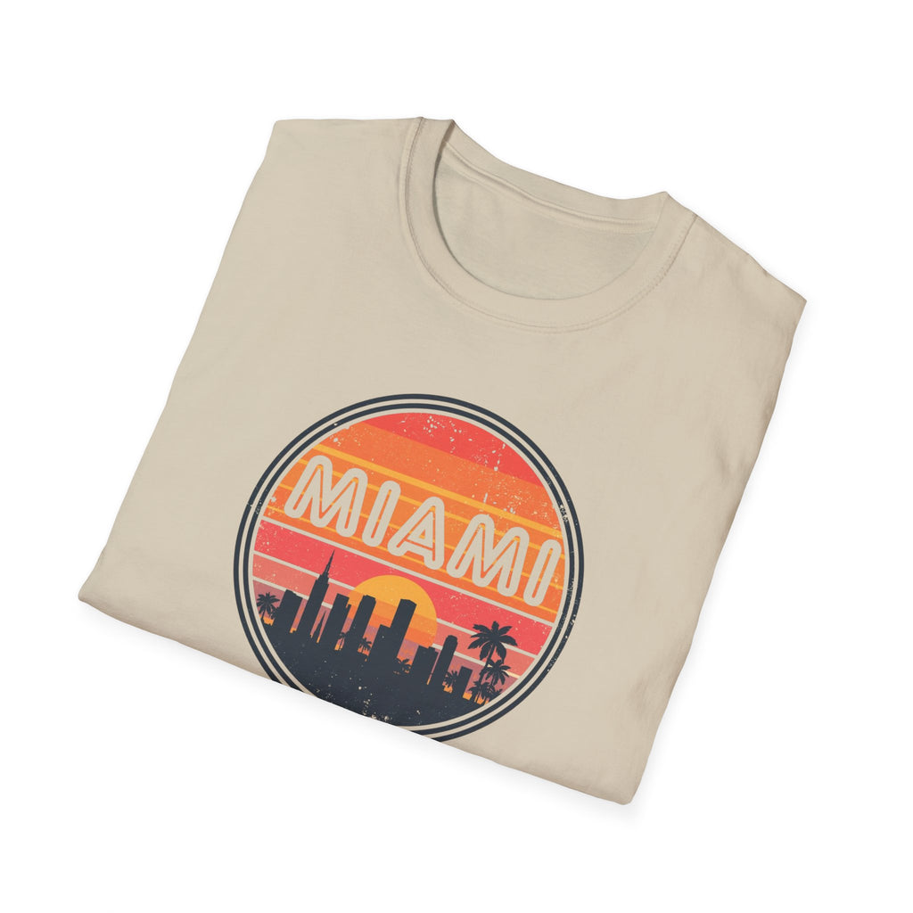 Miami Sunset T‑Shirt — Retro Beach Skyline Tee