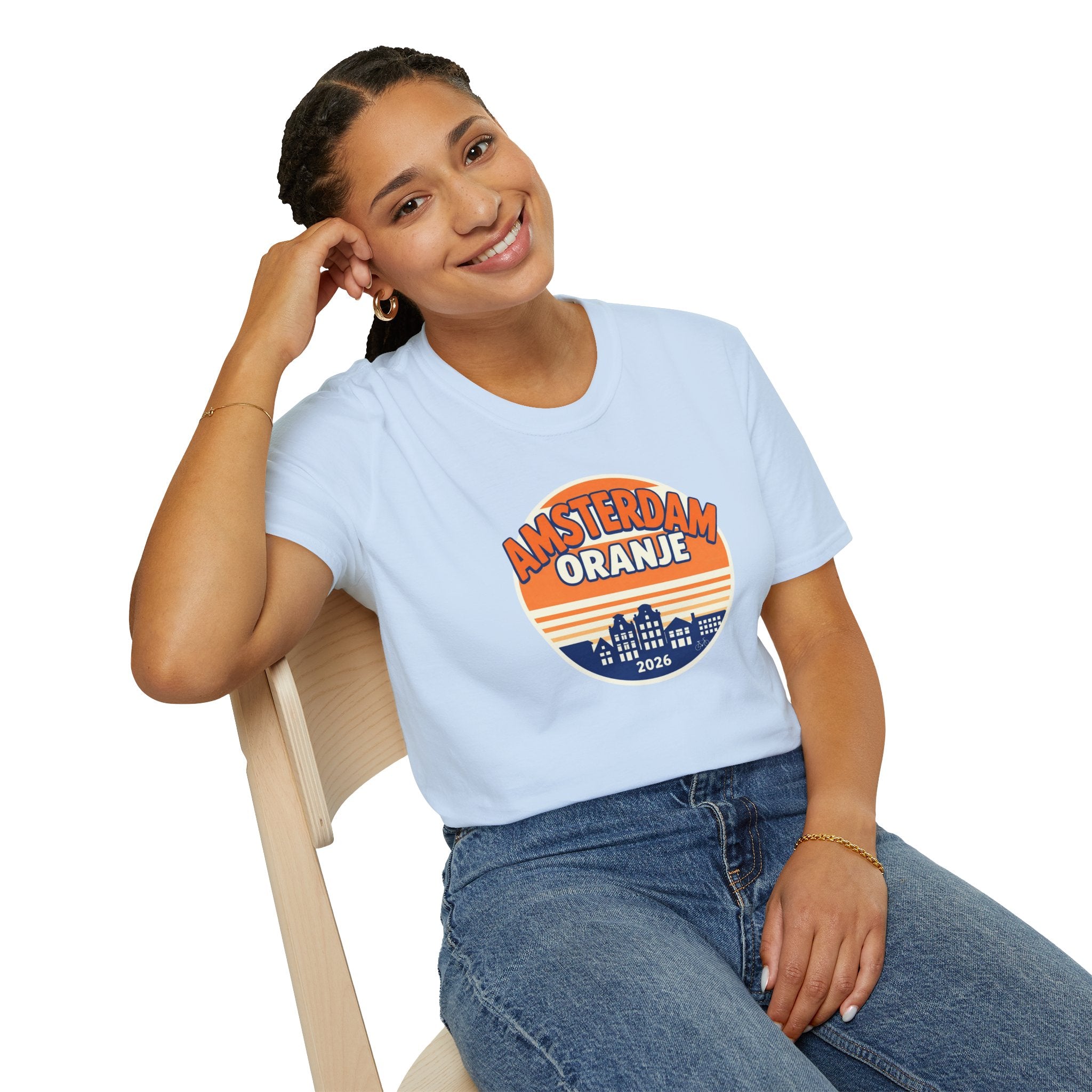 Amsterdam Oranje Vintage Skyline T-Shirt — 2026 Dutch Pride Tee