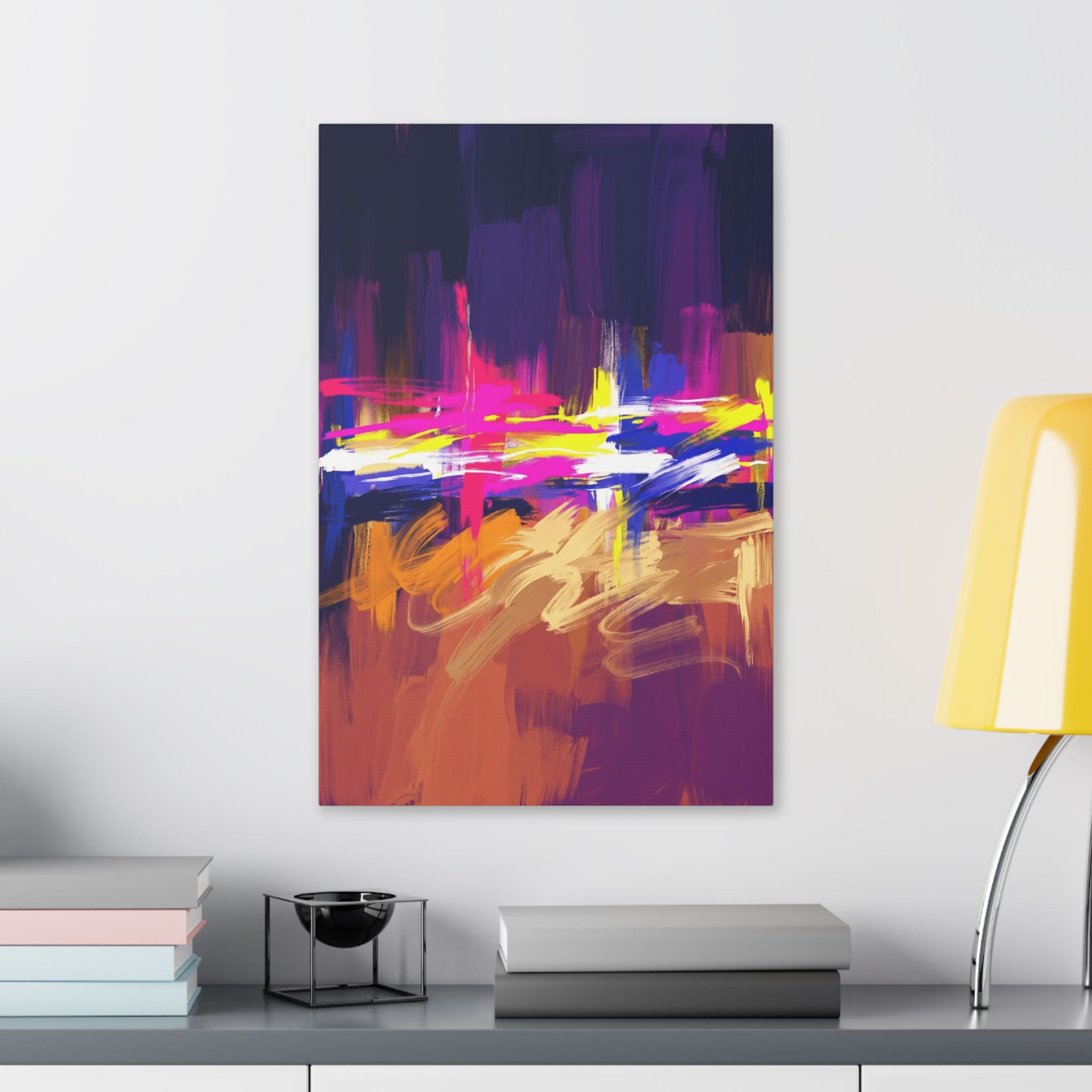 Abstract Neon Horizon inspired by Las Vegas and Mojave Desert contrast Canvas