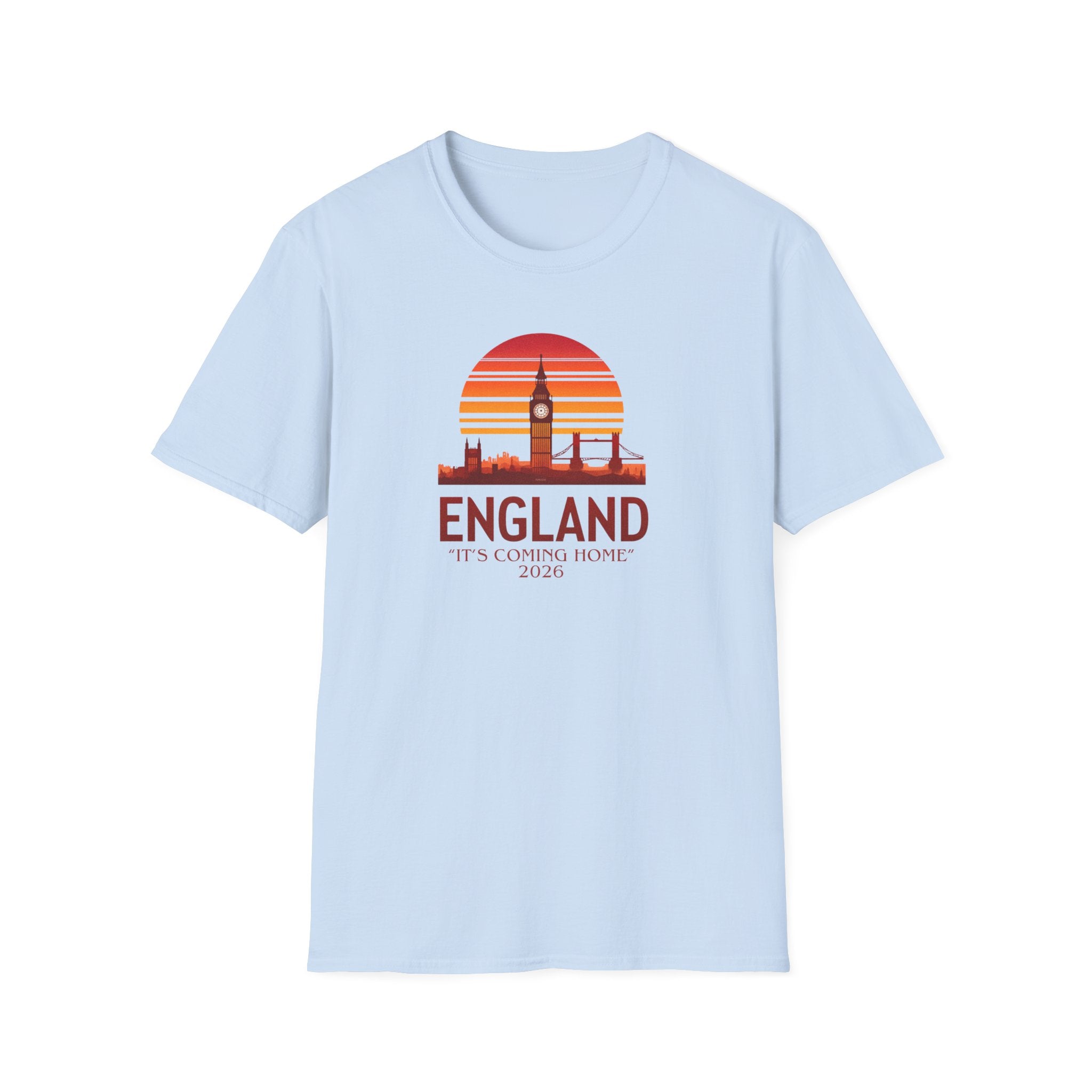 England Skyline World Cup 2026 T‑Shirt — "England It's Coming Home" Retro Sunset Tee