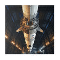 Spacecraft Rocket Canvas Print — Vintage NASA Saturn V Hangar Wall Art