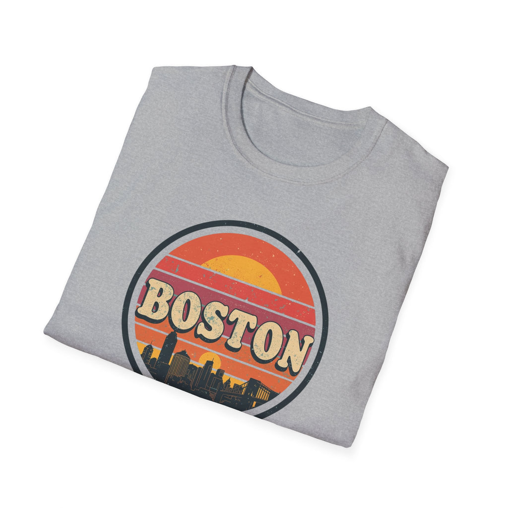 Boston Sunset Skyline T-Shirt — Vintage Retro City Tee