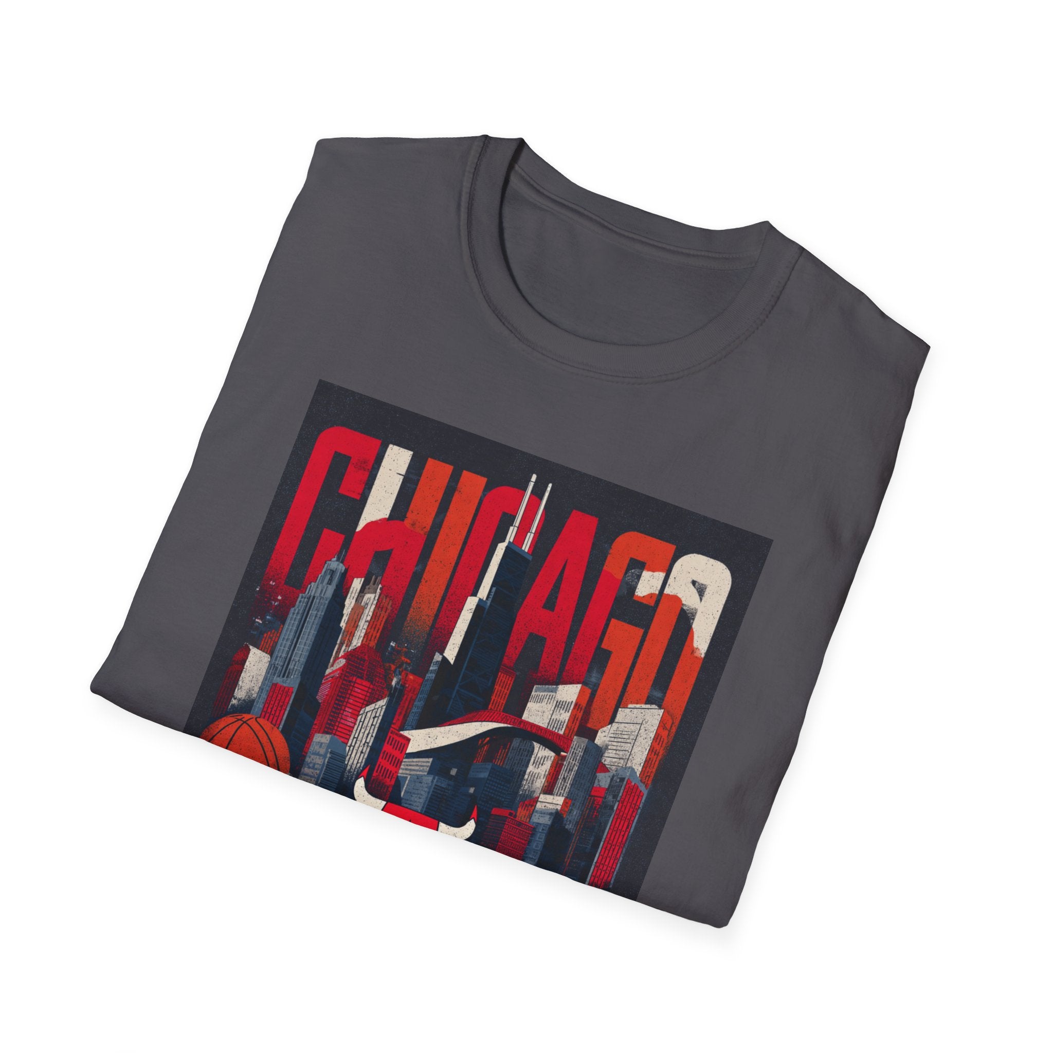 Chicago Bulls Cityscape T-Shirt | Basketball skyline, team logo