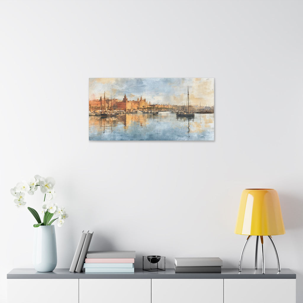 Barcelona Harbor Sunrise Canvas