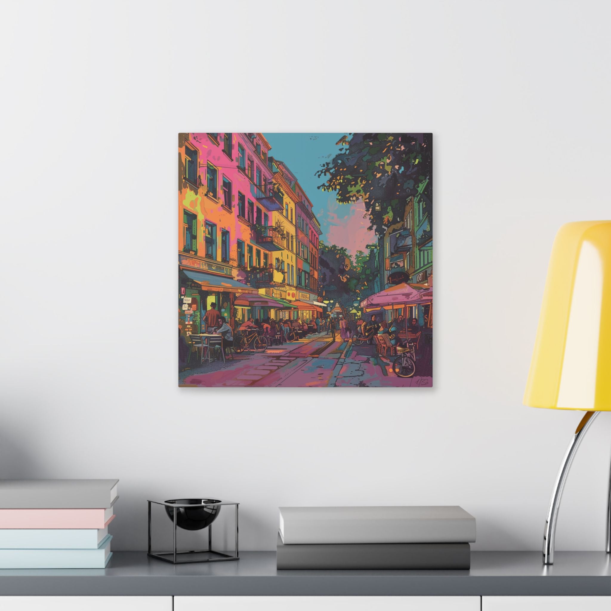 Berlin Kreuzberg neighbourhood - Vibrant European Street Cafe Canvas
