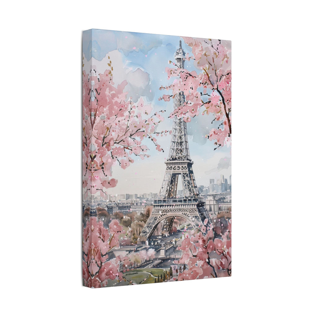 Eiffel Tower Cherry Blossom Canvas Print — Paris Wall Art