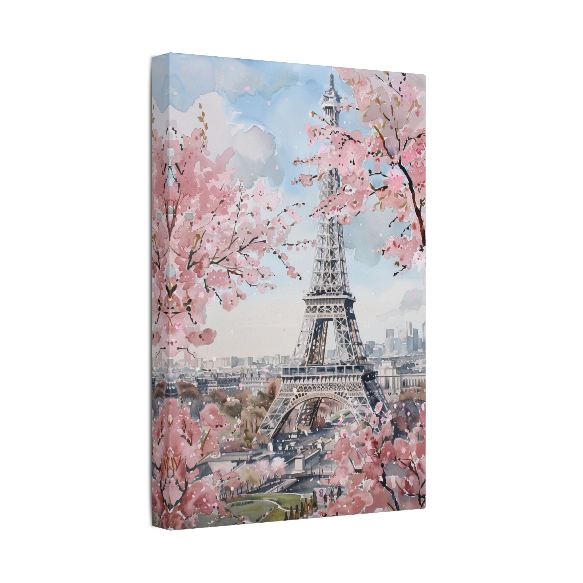 Eiffel Tower Cherry Blossom Canvas Print — Paris Wall Art