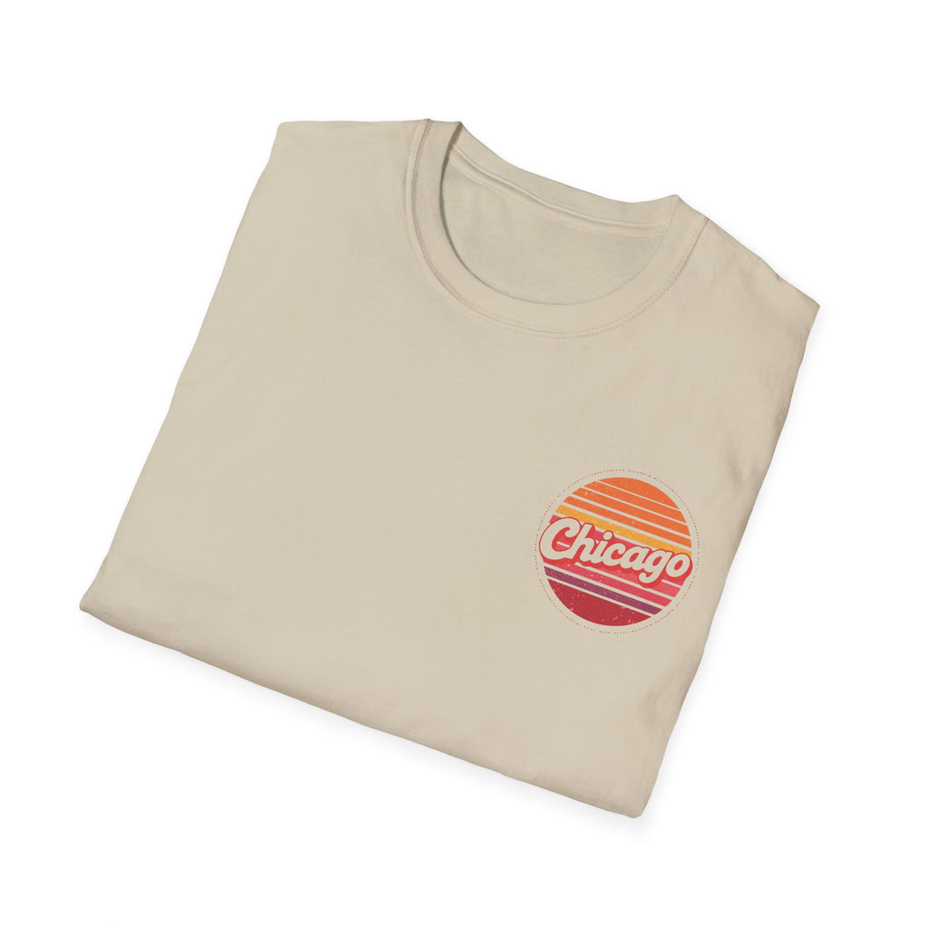 Chicago Retro Sunset T-Shirt | Vintage City Logo Tee