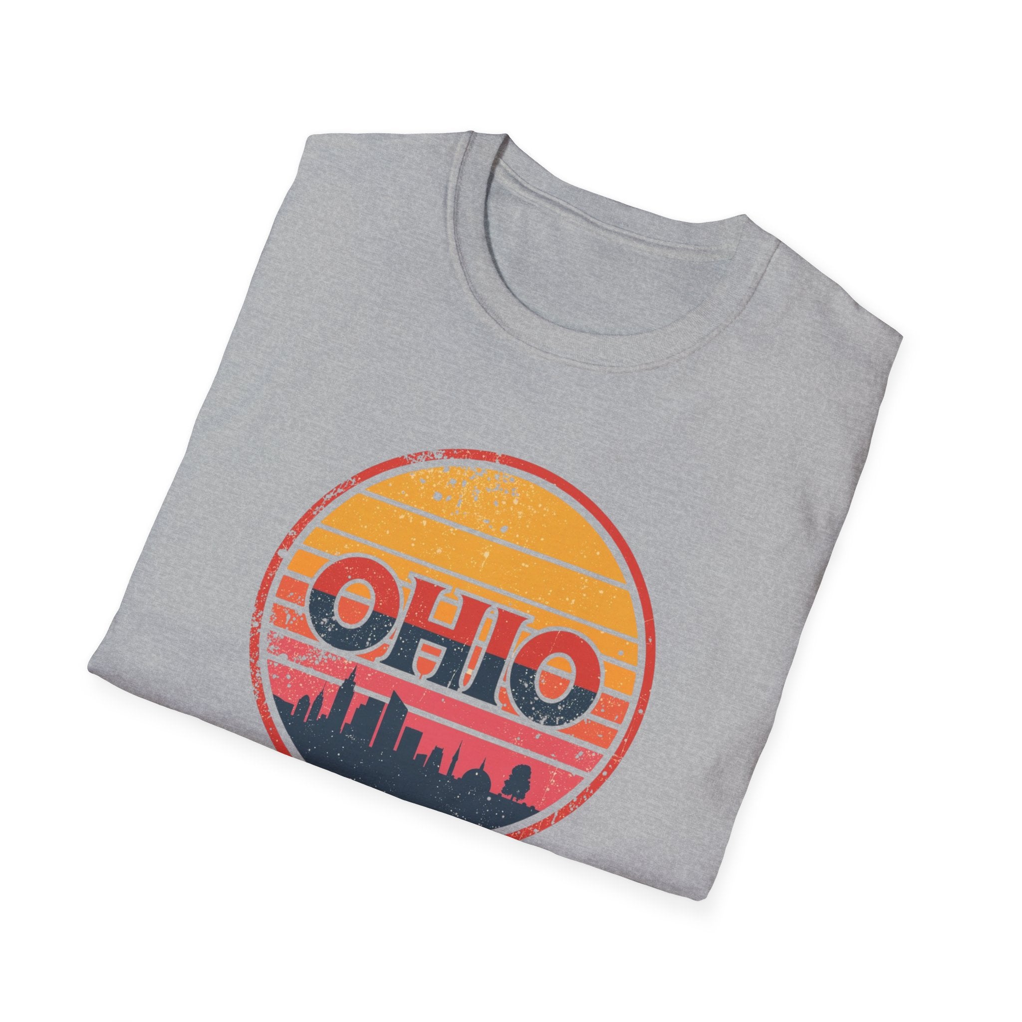 Ohio Retro Sunset T-Shirt — Vintage State Skyline Tee