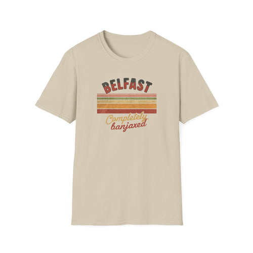 Belfast 'Completely Banjaxed' Retro Stripe T-Shirt — Vintage Irish Humor Tee