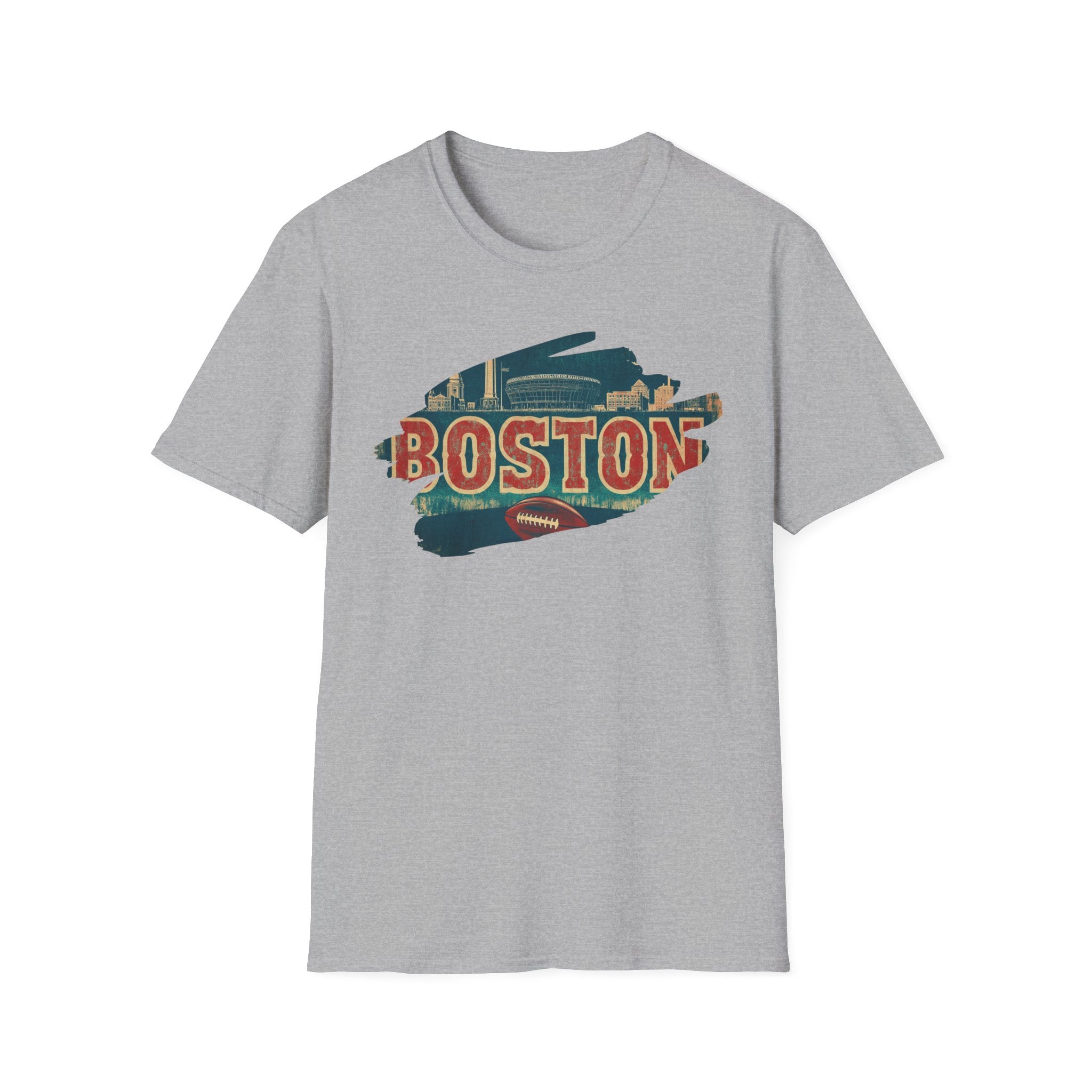 Boston Retro Brushstroke T-Shirt | City Skyline, Vintage Text
