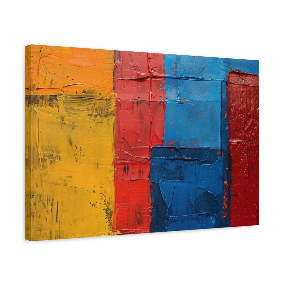 Barcelona and Catalan Artistic Heritage Abstract Color Block Canvas Print — Bold Red, Blue & Yellow Modern Wall Art