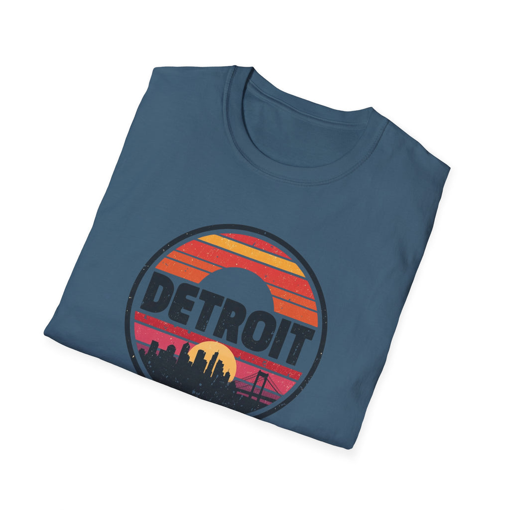 Detroit Skyline Retro Sunset T-Shirt