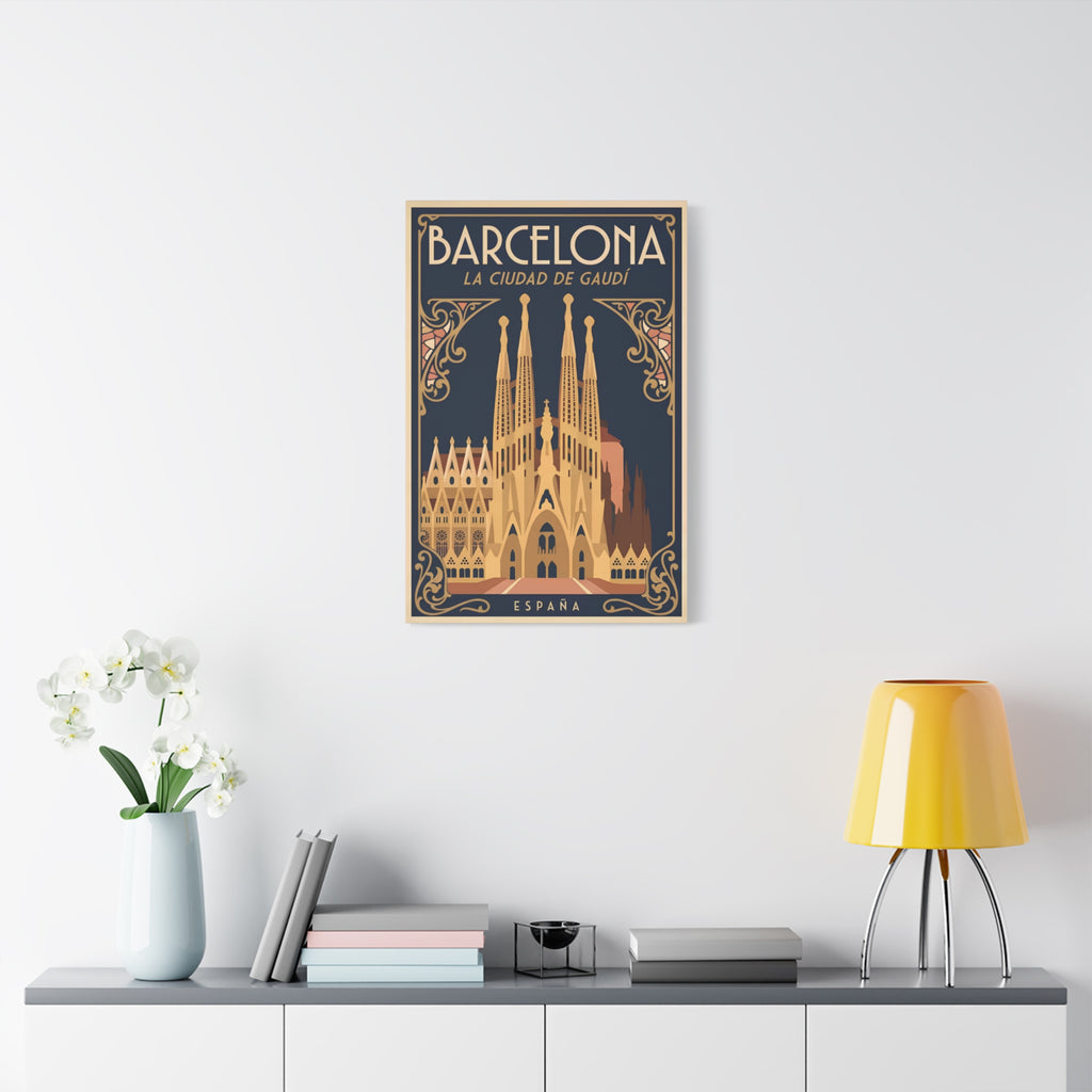 Barcelona Sagrada Família Canvas Wall Art — La Ciudad de Gaudí Travel Poster