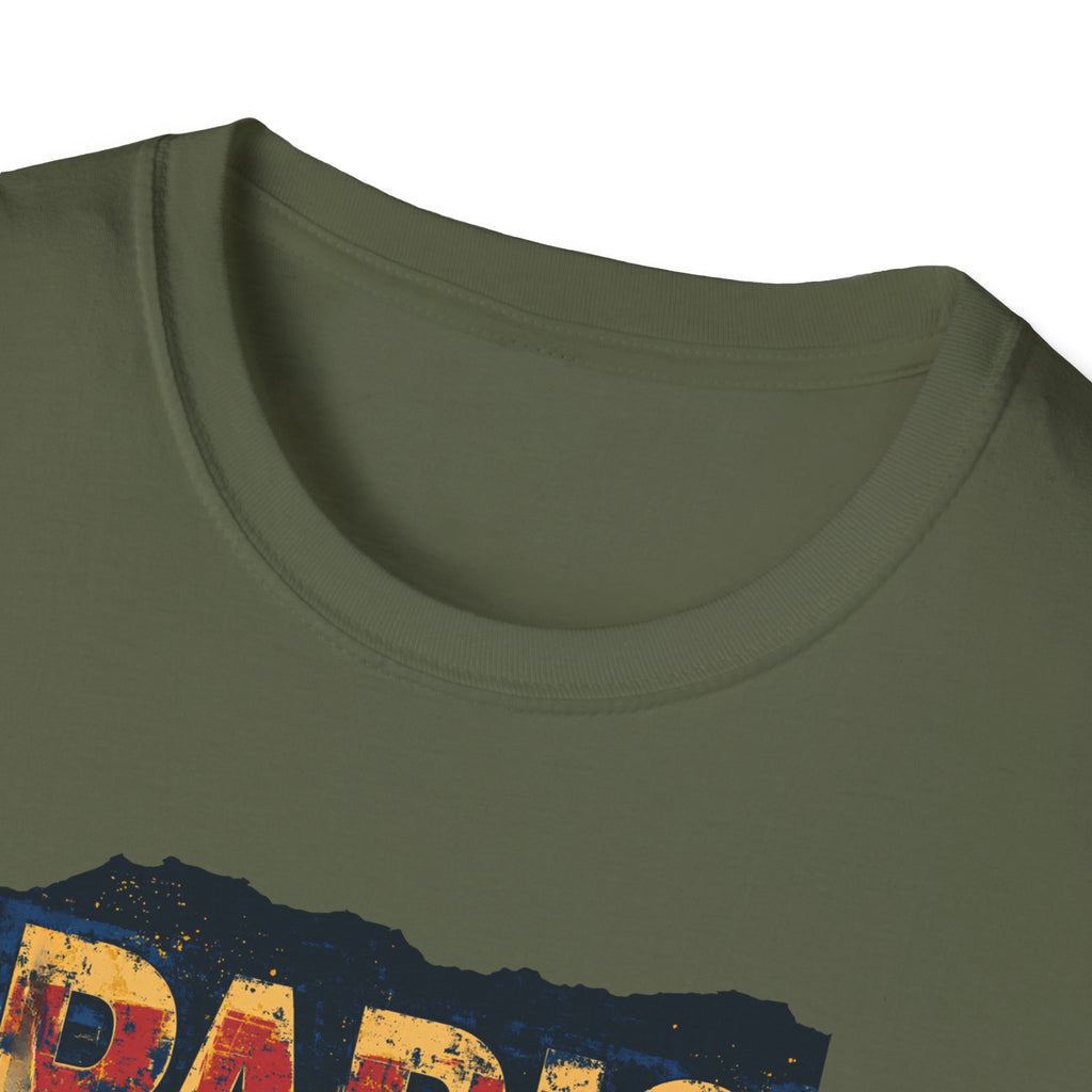 Paris Skyline Graphic T-Shirt | Vintage Textured Paris Design
