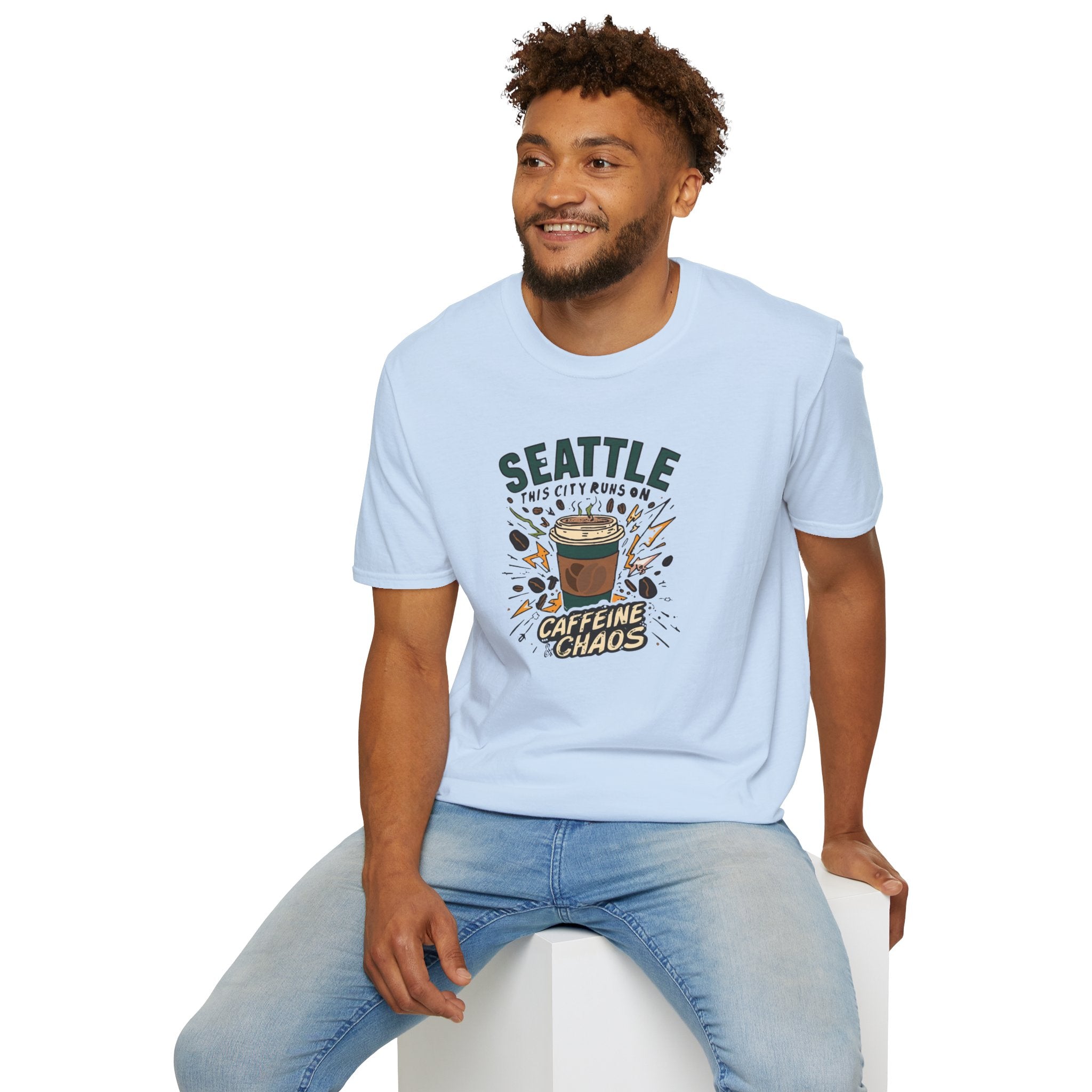 Seattle Caffeine Chaos T-Shirt – This City Runs on Coffee Graphic Tee