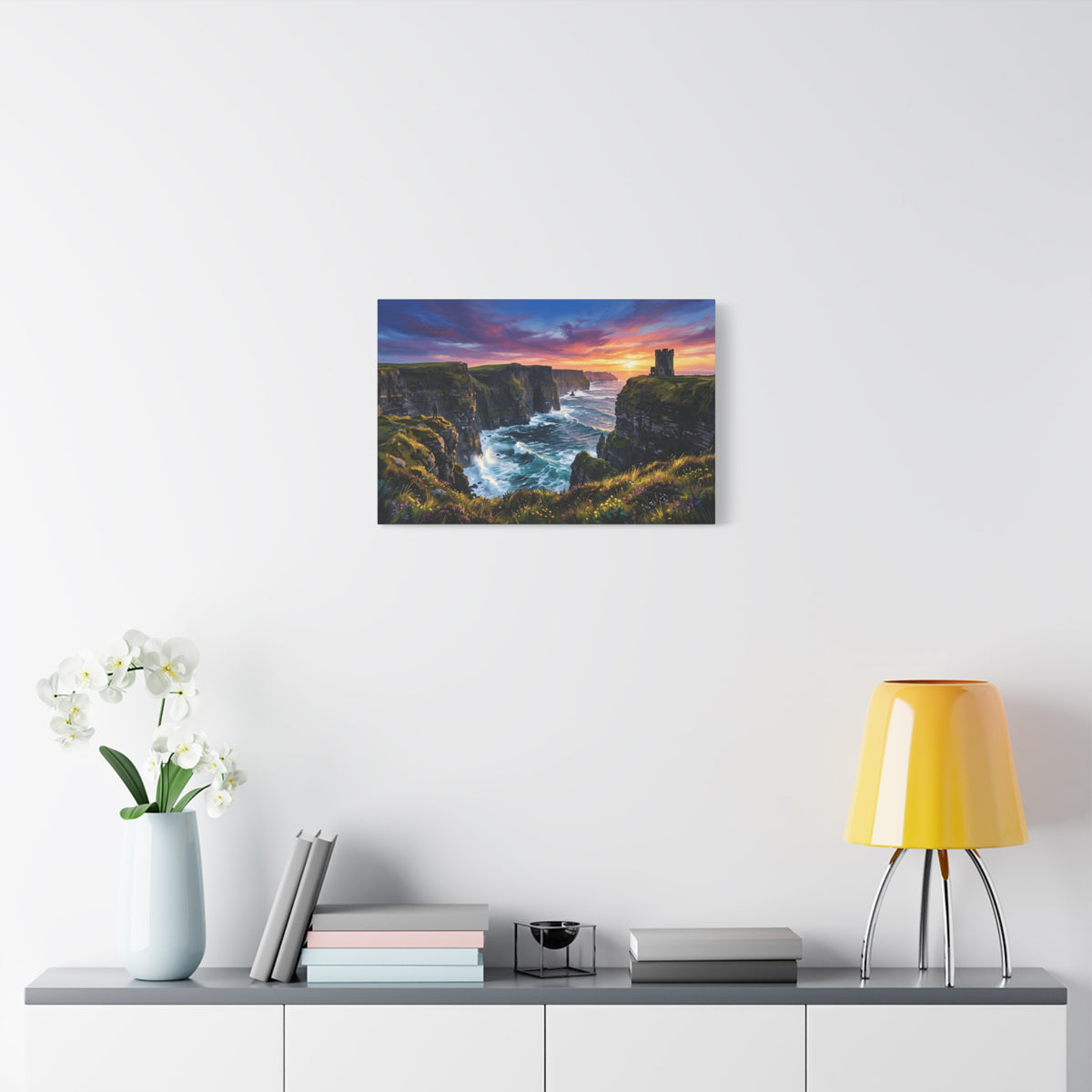 Cliffs of Moher - Ireland - Sunset Canvas Wall Art — Dramatic Coastal Landscape Stretched Canvas