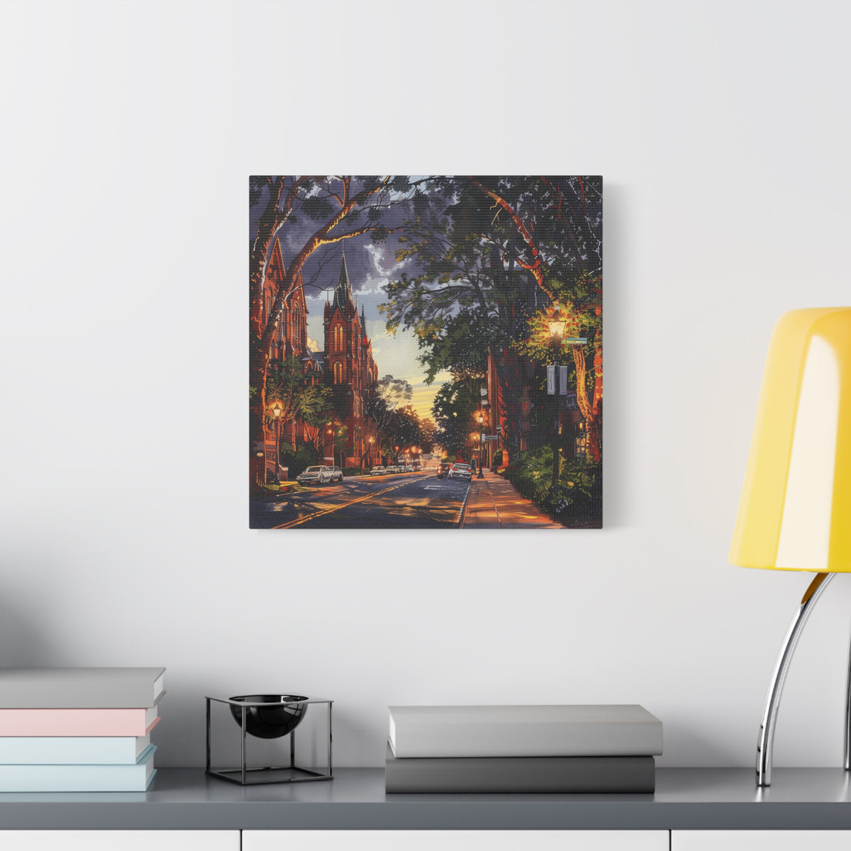 Atlanta Sweet Auburn District - Sunset Church Street Canvas Print — Urban Evening Landscape Wall Art