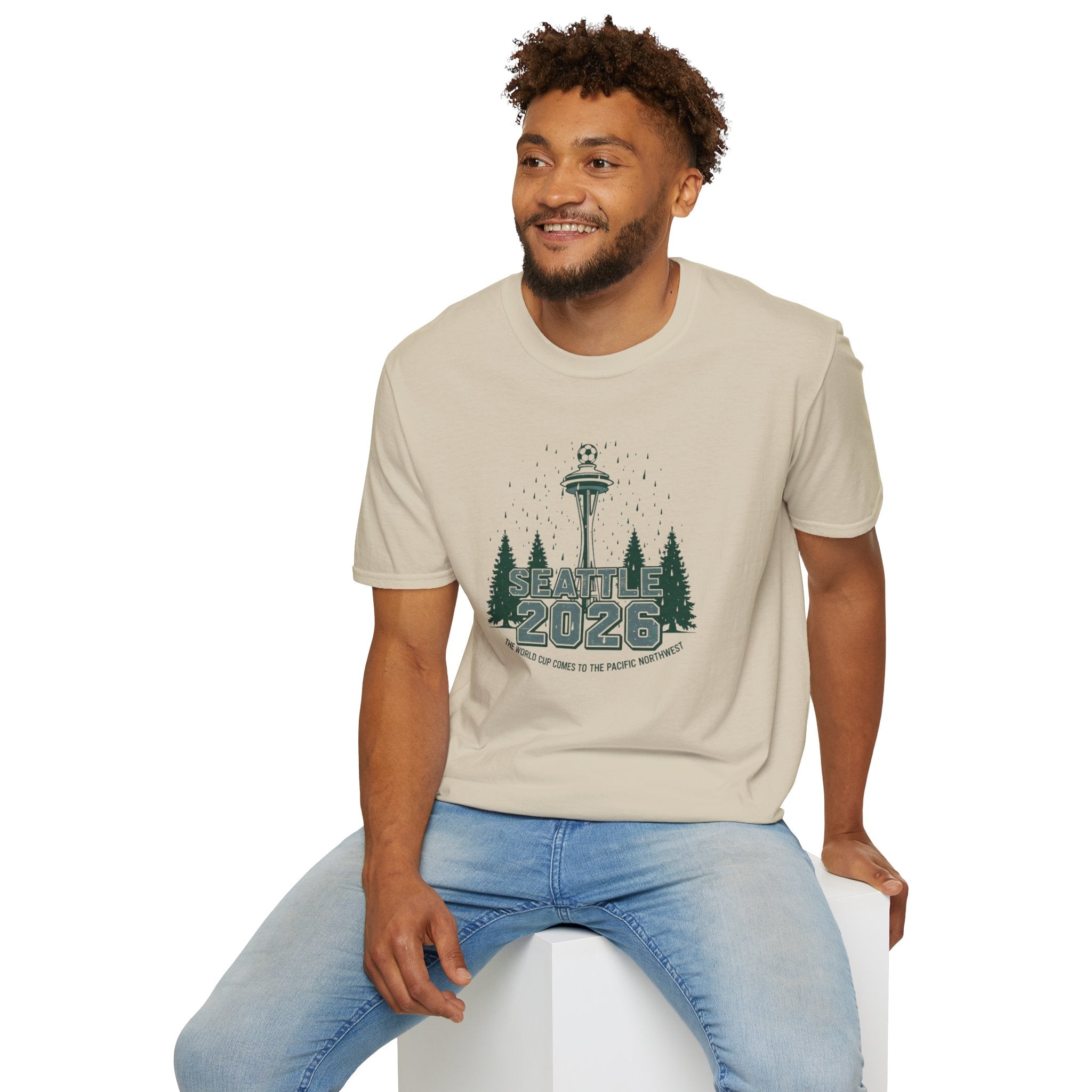 Seattle 2026 Souvenir T-Shirt — Space Needle & Pine Trees Travel Tee