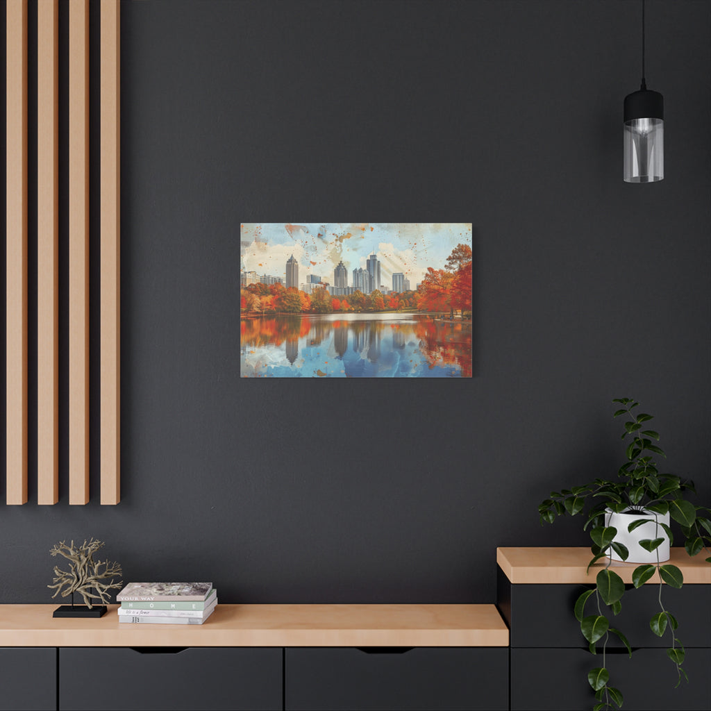 Atlanta Midtown Skyline - Piedmont Park - Autumn Cityscape Canvas – Fall Skyline Wall Art