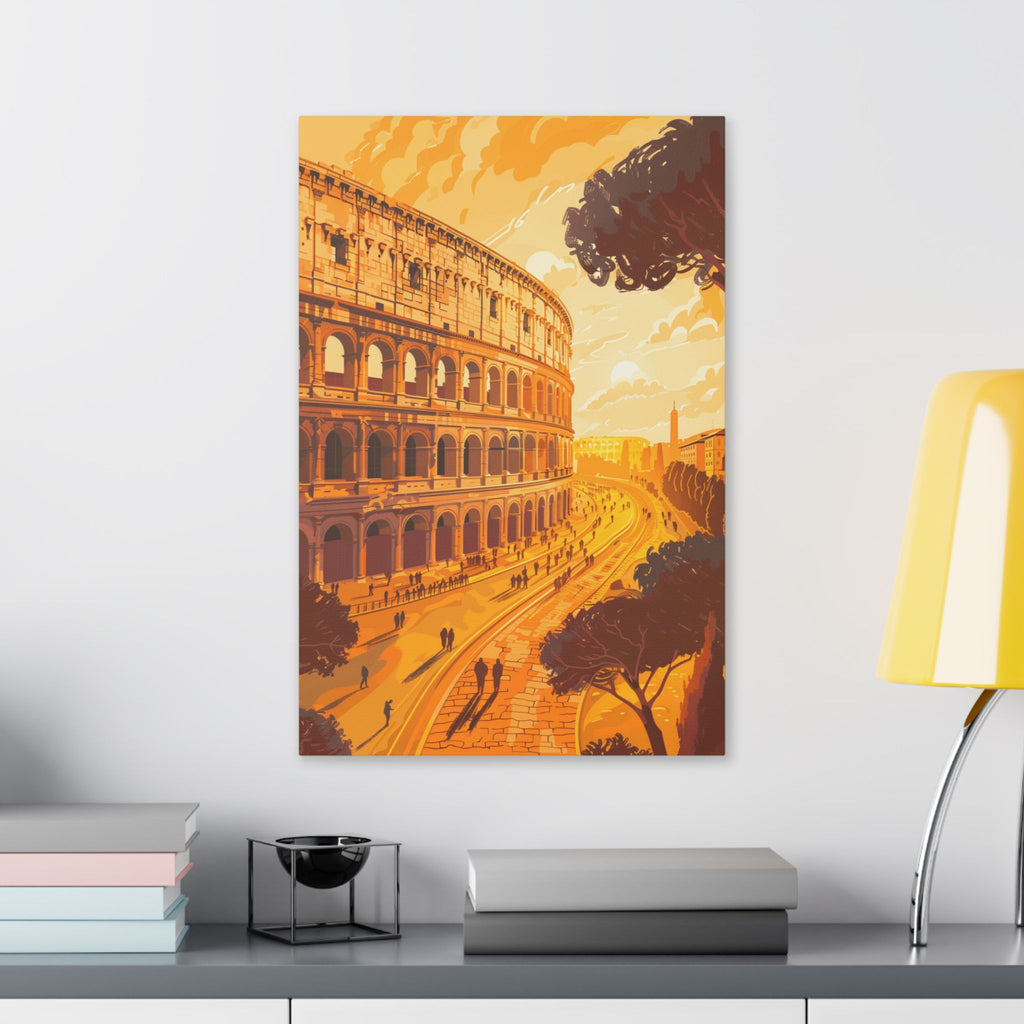Colosseum Sunset Canvas Art — Rome Travel Wall Decor