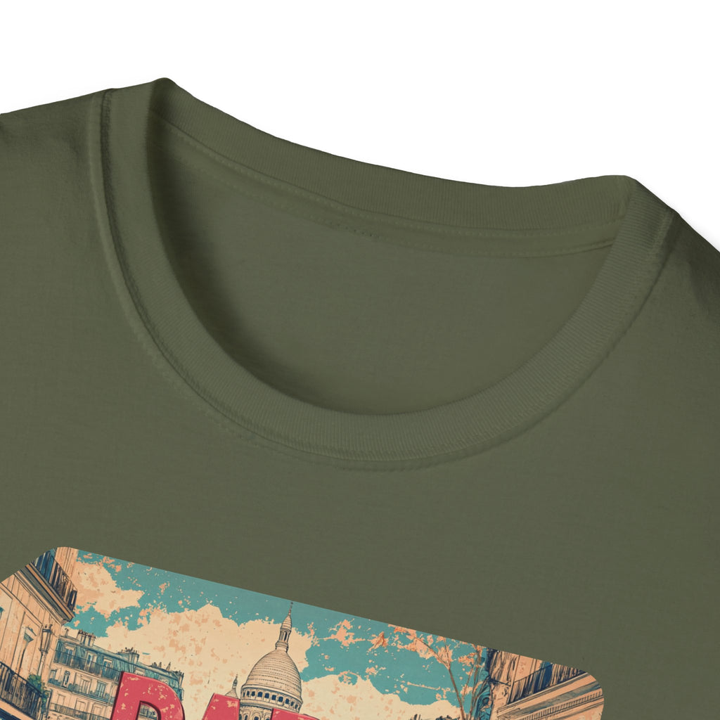Paris Retro Street Scene T-Shirt | Vintage Parisian Graphic