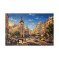Madrid Cityscape Canvas Print — Vintage Gran Vía Street Wall Art