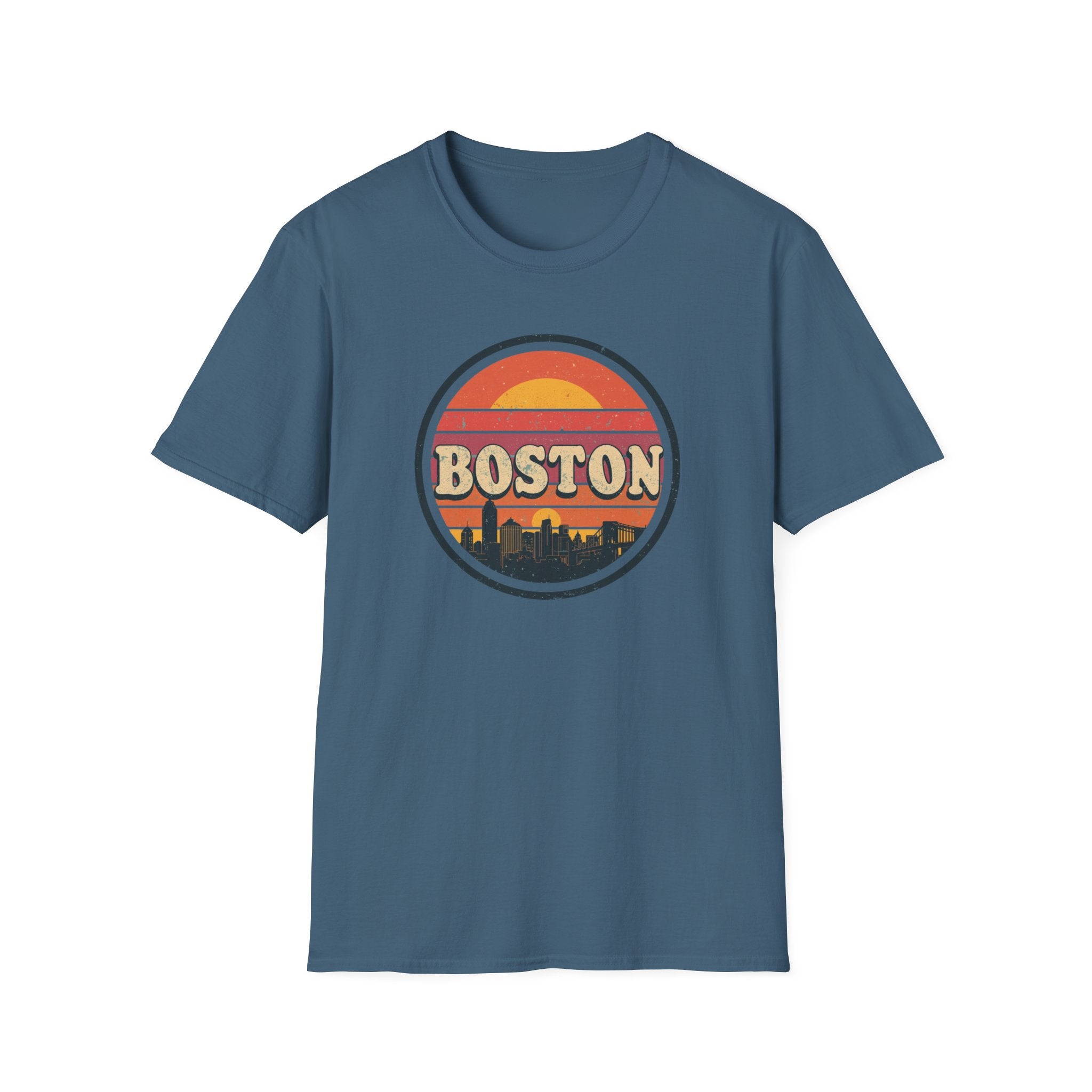 Boston Sunset Skyline T-Shirt — Vintage Retro City Tee