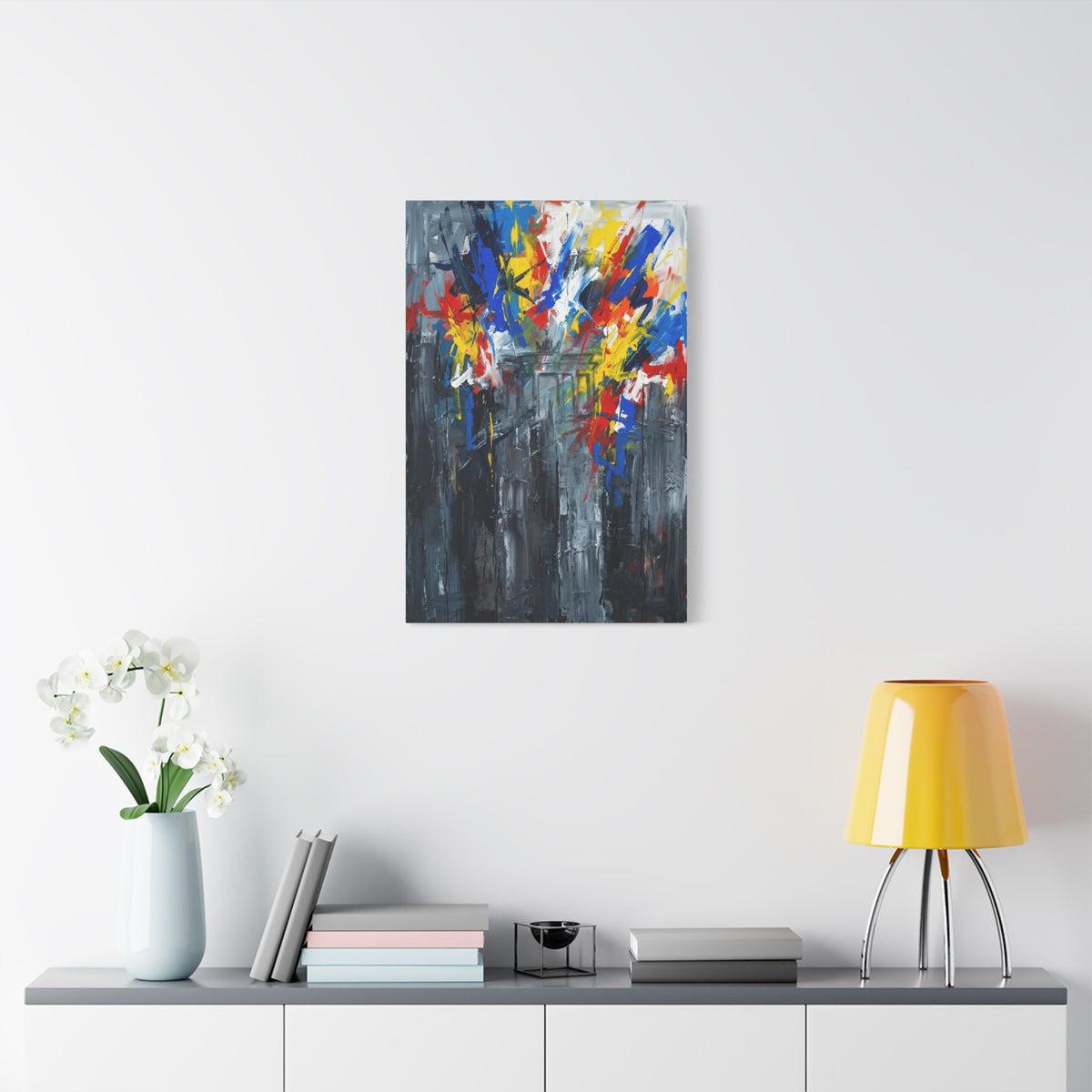 Abstract Cityscape Canvas Print showing Berlin hisotry — Colorful Modern Stretched Wall Art